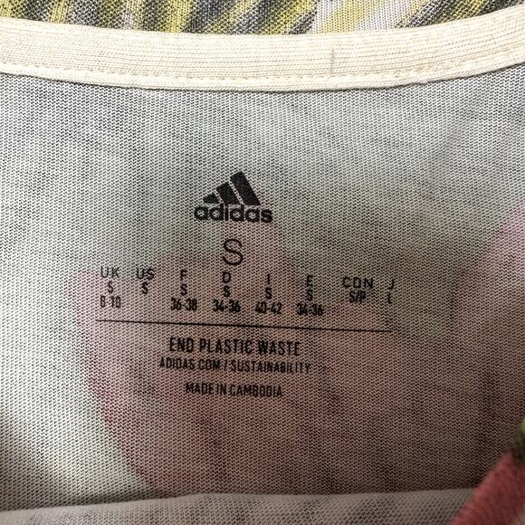 Adidas Multicolor Floral Print Crop Tee NEW - Picture 4 of 7